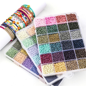 Venta al por mayor, accesorios trenzados de 24 colores, cuentas de vidrio de 3mm y juego de cubos del alfabeto para hacer pulseras y collares de <span class=keywords><strong>Amistad</strong></span> DIY - Product Image 2