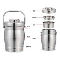 Boîte à lunch isotherme à triple compartiment en acier inoxydable 304 de grande capacité pour étudiants