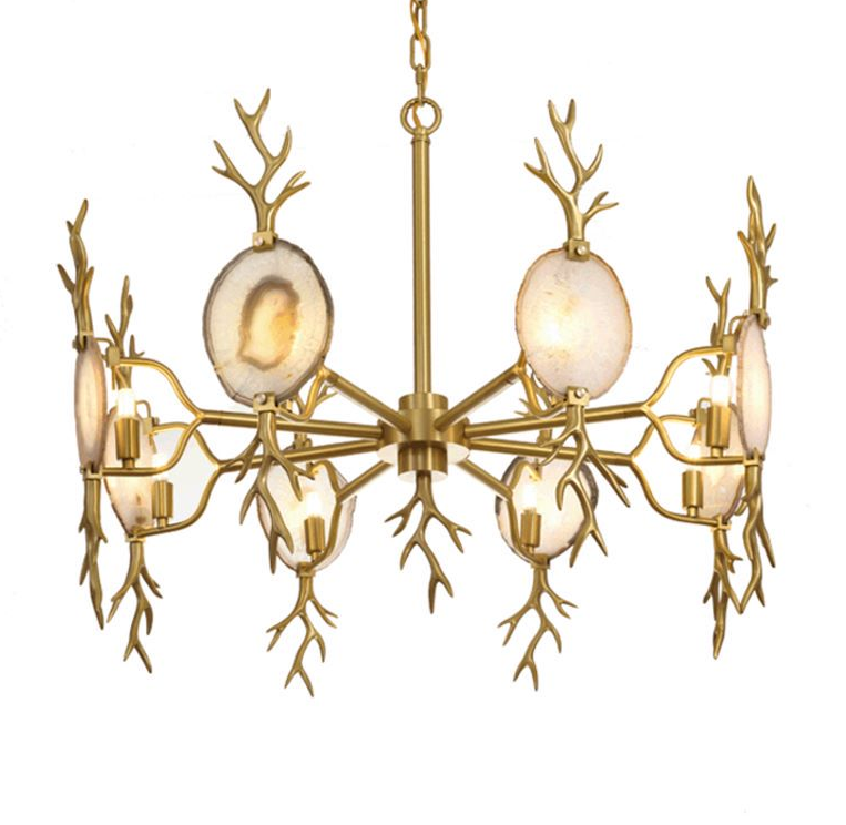 Living room lighting decoration chandeliers pendant lights luxury colored agate chandelier