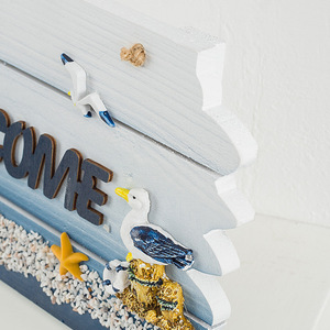 Mediterranean <b>Wall</b> Sculpture 2Pcs Seabird Lighthouse Sailing Ship <b>Signage</b> Home Decor Irregular Shape Pine Material - Product Image 3