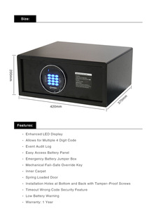 OBT-2042MG Electronic Hotel Safe Steel <b>Locking</b> Bolts Biometric Safety With Password - Product Image 4