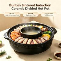 Ensemble de marmites doubles professionnelles pour restaurants ; Casserole en argile résistante aux hautes températures, diamètre 36 cm, batterie de cuisine