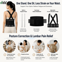 Ceinture Correctrice de Posture Ergonomique Noire - Soutien Lombaire pour Soulager les Douleurs Dorsales et Améliorer la Posture