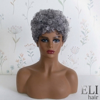 Perruque Courte Pixie Bouclée Grise avec Cuticules Alignées, Dentelle Complète 13x4, 100% Cheveux Humains, Vente en Gros à Prix Abordable