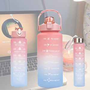 Grande capacité Tomatodos Termo <span class=keywords><strong>Trio</strong></span> 2l Motivational Gradient Color 500ml 900ml 3 en 1 Set Gym Bouteille d'eau - Product Image 3