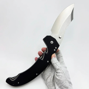 Cuchillo Plegable Industrial de Acero Inoxidable HL Personalizable OEM, Hoja 8Cr13 Sheepsfoot, Mango G10, Cuchillo de Camping DIY - Product Image 3
