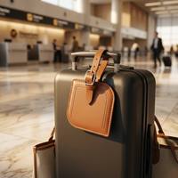 Étiquette de bagage en cuir PU en gros pour valise, étiquette d'identification de bagage de voyage avec boucle métallique, logo personnalisé OEM