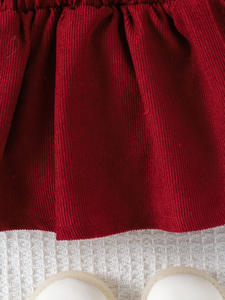 Комплект из двух предметов с длинным рукавом для маленьких девочек, однотонный пуловер, куртка на бретельках, Модная хлопковая юбка с застежкой на пуговицах - Product Image 4