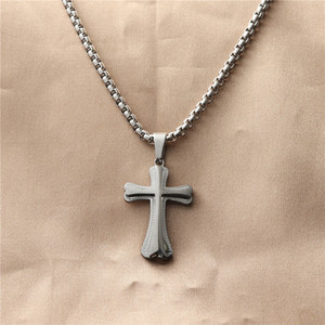 <b>Cross</b> Pendant Necklace Stainless Steel Unisex Geometric Design 12013 - Product Image 1