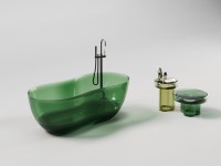 Baignoire autoportante en résine cristalline transparente, forme incurvée organique moderne, monobloc sans joint pour villas de luxe et salles de bain d'hôtels