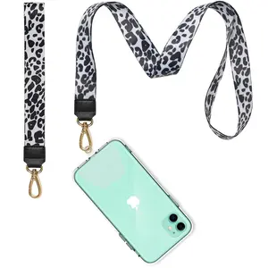 2PCS langes und kurzes hängendes Lanyard-Seil mit Handgelenk hals und Anschluss pad passend zu allen Smartphone-Handy-Leoparden-Lanyard