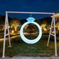 Balançoire de patio lumineuse avec anneau en forme de diamant, chaise interactive à LED pour hôtel, jardin, cour