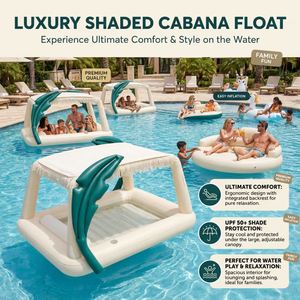 Cama Inflable Blanca Minimalista para Tomar el Sol con Elegante Diseño de Toldo, Tumbona Moderna para Piscina en el Patio Trasero para el Hogar - Product Image 2