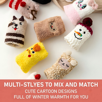 Chaussettes d'hiver chaudes et épaisses en polaire corail à motif animal mignon, chaussettes de sommeil douillettes pour le sol, broderie personnalisée, chaussettes de maison en peluche moelleuses