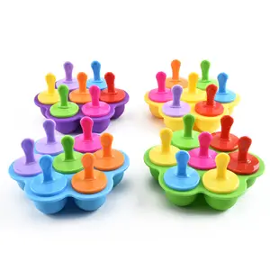 BPA Miễn Phí Mini Silicone Ice Cream Khuôn Đầy Màu Sắc Sáng Tạo Trẻ Em Popsicle Snack Hộp Tự Làm Tự Làm Trứng Cắn Khuôn