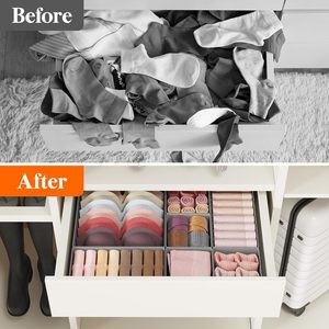 Organizzatore per Cassetti per Vestiti 3 Misure Divisori per Cassetti Guardaroba per Biancheria Intima Contenitori Organizzatori Pieghevoli in Tessuto per Comò - Product Image 5