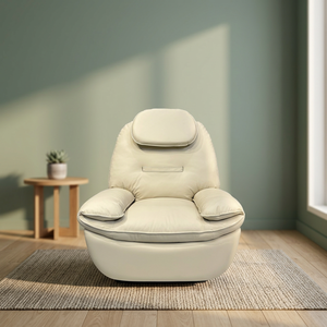 Sillón Reclinable de Cuero Sintético Naranja, Sillón Individual con Reposabrazos, Sillón Giratorio para Sala de Estar u Hotel - Product Image 5