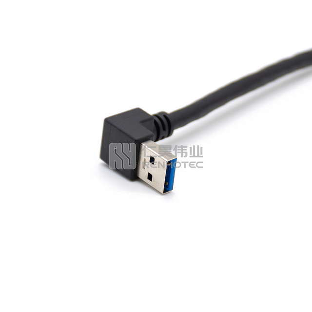 Industrial Camera Cable USB 3.0 Plug to Micro B Cable Right Angle with Screw Lock Data Transfer Cable for Machine Vision