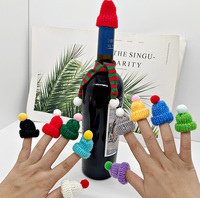 Mini chapeau et écharpe de Noël pour poupée, décoration de Noël, écharpe et chapeau pour bouteille de Noël