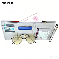 Porte-cartes de luxe en cuir PU pour pare-soleil de voiture - Sac de rangement pour billets, permis de conduire et support de téléphone portable