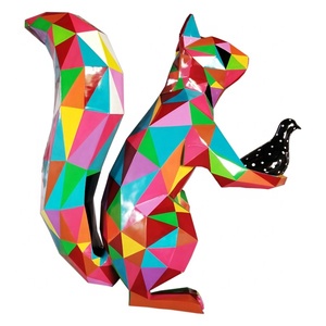 Escultura de Animal de ardilla de fibra de vidrio geométrica, grande y colorida, personalizada, para decoración de <span class=keywords><strong>Plaza</strong></span> de Compras/jardín/calle - Product Image 3