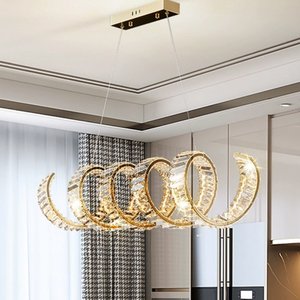 Lampadario di Lusso a Spirale Irregolare in Cristallo Dorato, <span class=keywords><strong>Design</strong></span> Moderno e Creativo per Bar, Ristoranti e Soggiorni, Luce Calda - Product Image 1