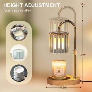 Lampe chauffe-bougie électrique en verre avec base en bois réglable en hauteur, lampe de table pour la maison, décoration, fusion de <span class=keywords><strong>cire</strong></span>, aromathérapie - Product Image 1
