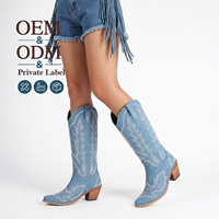 CHENO Bottes de cowgirl vintage bleues faites à la main avec logo personnalisé, très vendues, pour femmes, articles de boutique western