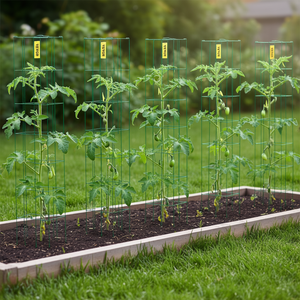 Soportes para tomateceros Vevor de 14.6 x 14.6 x 39.4 pulgadas, de acero verde, para plantas trepadoras, paquete de 6. - Product Image 2