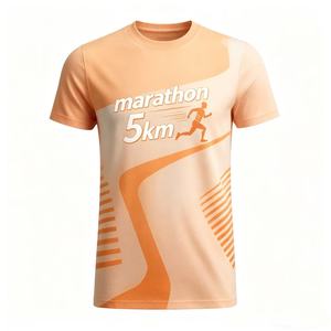 Heat-Transfer Printed Quick Dry Breathable 100% <b>Polyester</b> Short Sleeve Casual Running Marathon <b>T</b>-<b>Shirt</b> All-over-print Custom - Product Image 1