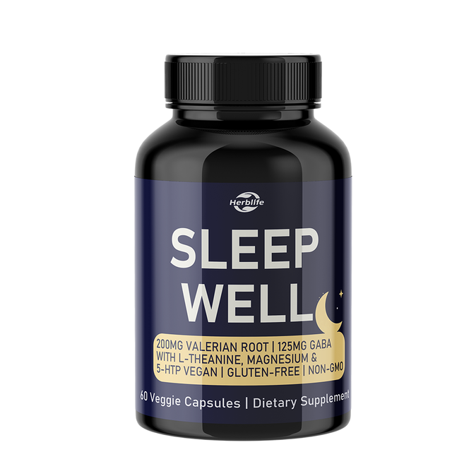OEM Sleep Well Vegan Capsules Valerian Root GABA LTheanine Magnesium Sleep Support Supplement 60 Veggie Caps Gluten Free