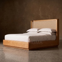 Lit en bois massif moderne de taille personnalisable pour la maison, la chambre à coucher, la villa, la maison d'hôtes, les projets