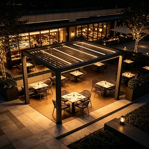 Toldo Redondo Inteligente Ajustable para Exteriores, con Marco de Aluminio con Recubrimiento en Polvo, Motor Tubular Silencioso, para Jardín, Patio y Familia - Product Image 2