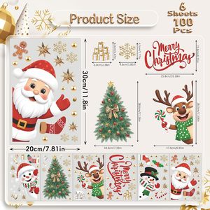 Autocollants électrostatiques de Noël pour fenêtre - Décorations réutilisables double face effet globe de neige et Père Noël pour la maison et les fêtes - Product Image 5