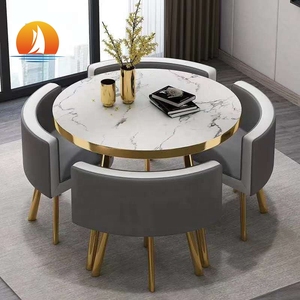Dining Table Round Dining Table With Chairs Favorable Space Saving MINI Dining Table Set 4 Chairs With MDF Round Coffee Table Metal Legs Balcony Home Furniture
