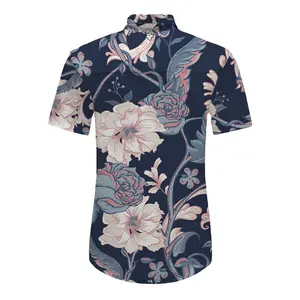 Cheap Wholesale price 100% Cotton Men's Button Down short Sleeve Casual Shirts kimono shirts for sale in bulk quantity