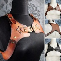 Harnais de poitrine en cuir style steampunk gothique pour homme et femme, ceinture d'armure médiévale, costume de cosplay de pirate pour fête