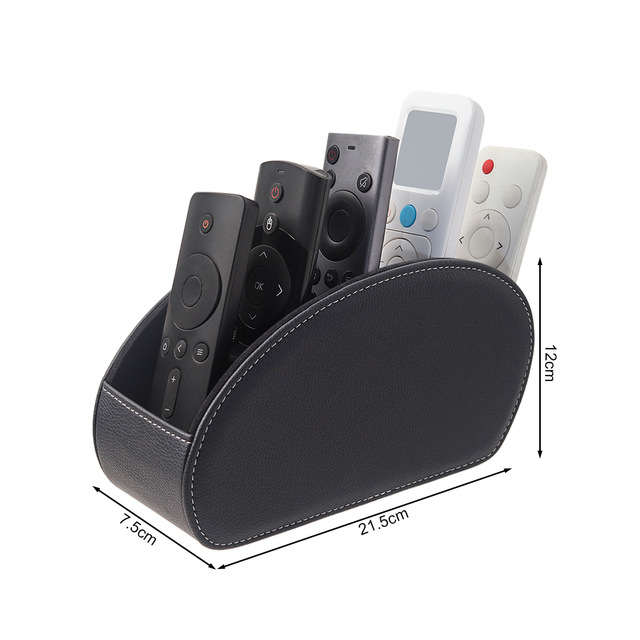 Remote Control Holder PU Leather Organizer Box with 5 Compartments for Table Bed Office