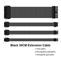 Kabel ekstensi PSU 30cm 18AWG kabel daya 4 Kit Motherboard ATX 24Pin GPU PCI-E 6 + 2Pin 8Pin CPU EPS 4 + 4Pin
