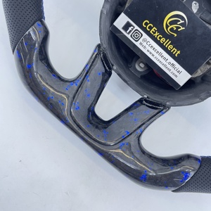 Volant en fibre de carbone forgée avec des paillettes bleues compatible avec <span class=keywords><strong>Dodge</strong></span> Charger/Challenger/Hellcat/Durango/Jeep <span class=keywords><strong>SRT</strong></span>/Trackhawk 2015-2023 - Product Image 2