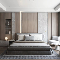 Ensemble de mobilier de luxe pour villa de direction, lit plateforme king-size avec tête de lit, standard hôtelier 5 étoiles, pour chambre principale de villa