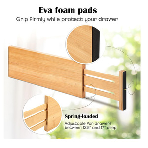 Bamboo Drawer Organizer Divider 6 Pack Retractable Flexible <b>Storage</b> Partition For Drawers Neatening <b>Clothes</b> Organizer - Product Image 2