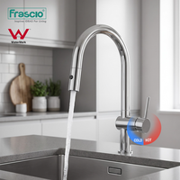 Robinet de cuisine Frascio à levier unique, monobloc, finition brossée, avec douchette extractible, eau chaude/froide