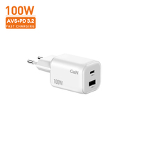 Chargeur rapide GaN 100W avec adaptateur compact double port PD3.2 pour iPhone 15 Pro Max Samsung 5G Accessoires mobiles