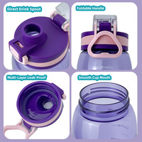 Bouteille d'eau légère et pliable avec couvercle à ouverture rapide, multi-couches, anti-fuite, avec poignée, idéale pour le sport, les voyages, le camping et l'usage quotidien