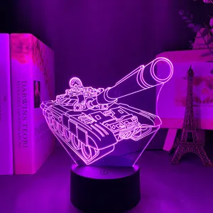 クリエイティブ3DLEDノベルティタンクモデルタッチエイブルランプナイトライトホーム子供用睡眠視覚照明装飾ギフトUSBランプ