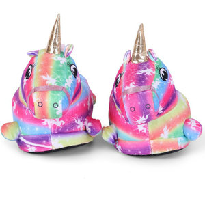 Customized Logo 2023 Winter Furry Plush Women Wholesale Indoor Cozy Home Shoes Novelty Stuffed Animal <strong>unicorn</strong> Girls slippers