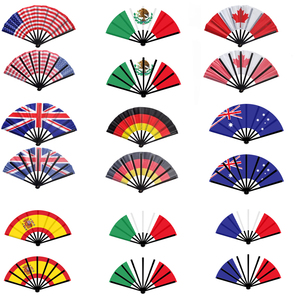 Custom 9 Countries Flag Italy UK USA Australia Spain Canada Plastic Crafts Mini Hand Fan for Clothes