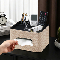 Organisateur de bureau de luxe avec porte-boîte à mouchoirs, boîte de rangement pour télécommandes, organiseur de bureau en cuir pour la maison, le bureau, le salon