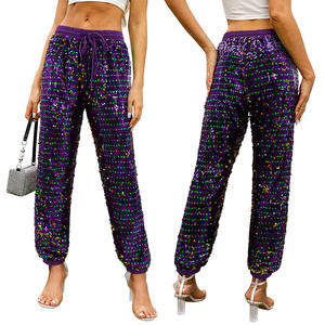 Women <strong>Sparkly</strong> Sequins <strong>Wide</strong> <strong>Leg</strong> Pants Glitter Shiny <strong>Trousers</strong> for Party Club Wear for Mardi Gras Women - Product Image 2